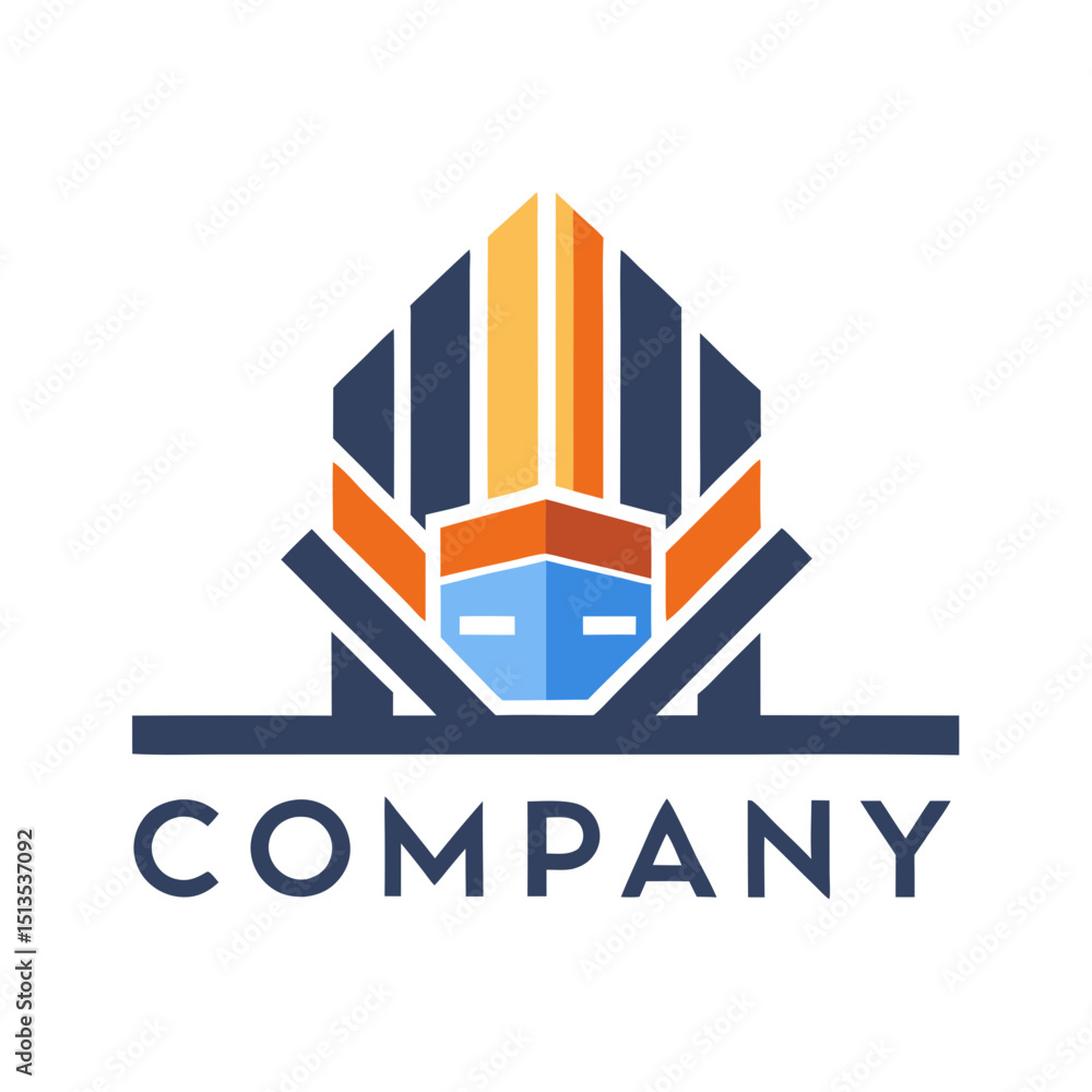 Obraz premium Abstract corporate logo design with building and face concept