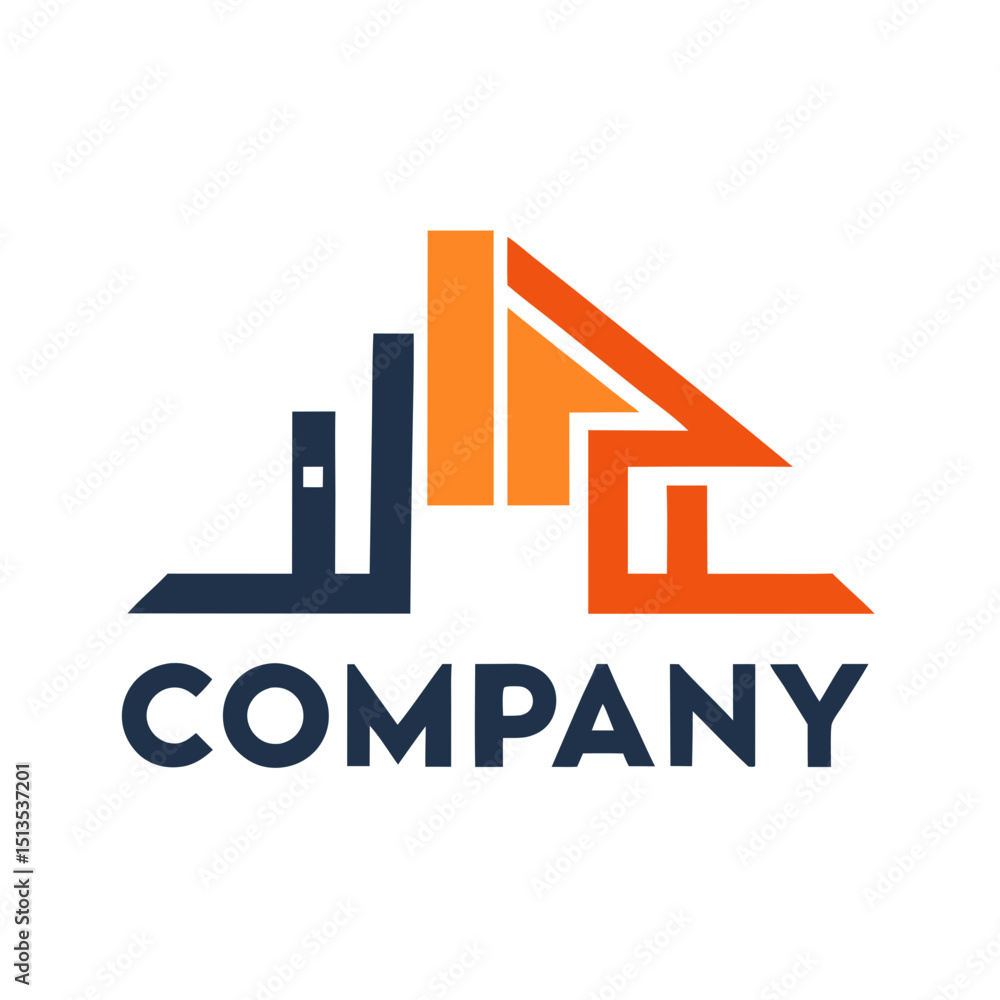 Fototapeta premium Abstract house logo in geometric shapes with company name
