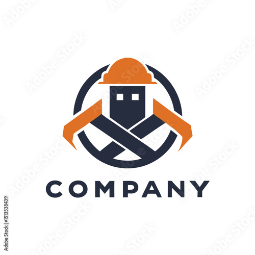 Mining company logo design featuring crossed pickaxes and hardhat