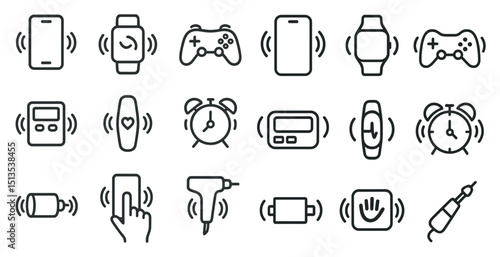Wearable technology outline icons set – gadgets, devices, and smart tech symbols