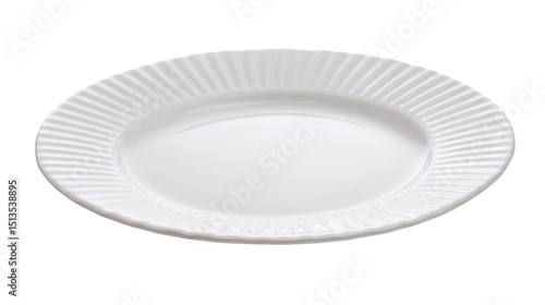 Elegant white plate isolated on transparent background, PNG
