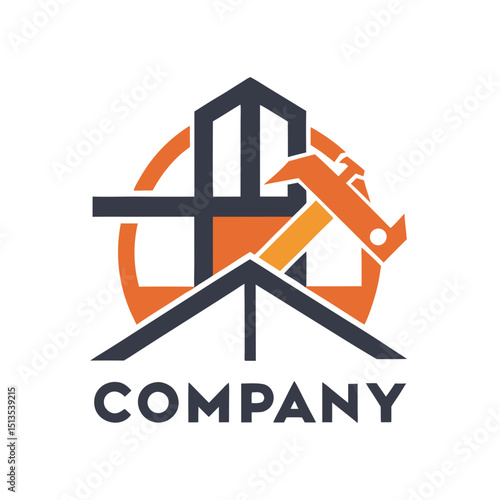 Home construction and repair logo with hammer icon design