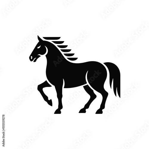 Majestic Black Horse Illustration Elegant Equine Design