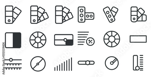 Design and color outline icons set – linear, line, creative and artistic elements