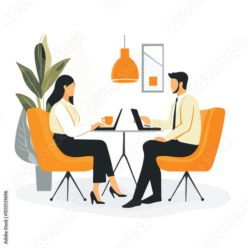 Professional Business Partners Collaborating in Executive Environment