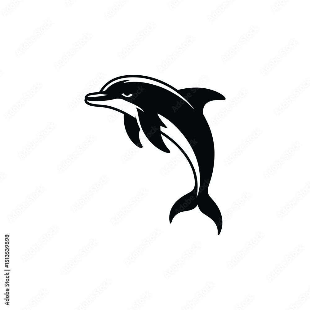 Fototapeta premium Elegant Dolphin Silhouette Vector Illustration of a Leaping Dolphin