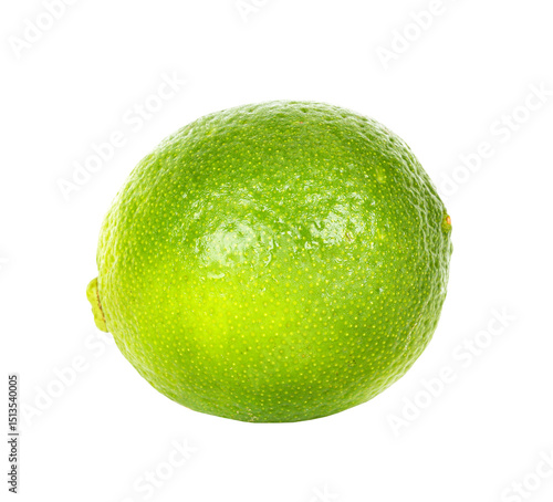 One green ripe lime. Isolated