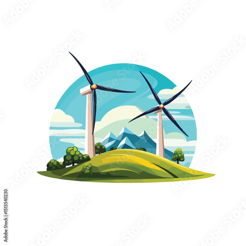 Wind Turbine Icon Vector Illustration for Energy Industry Promotion