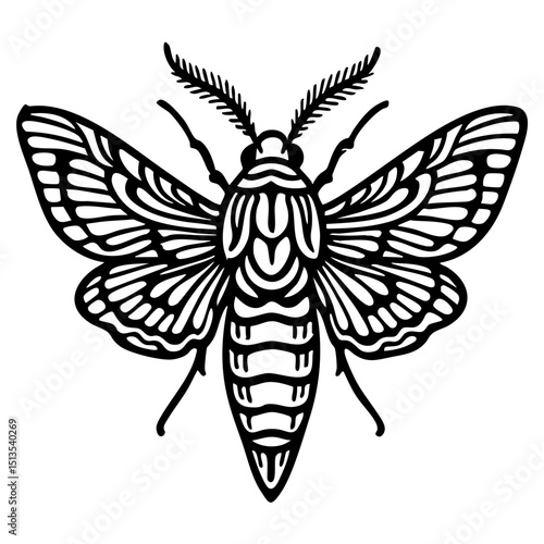 Hawk Moth Doodle - Order Lepidoptera