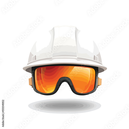 Professional Vector Illustration of Worker Helmet and Industrial Safety Glasses