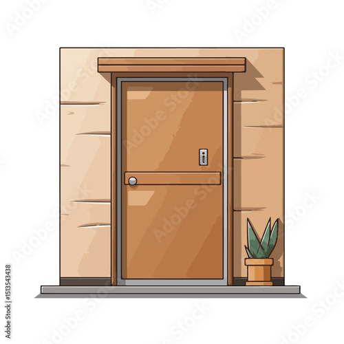 Modern Postal Service: Door with Box Carton Packing Vector Illustration for Delivery