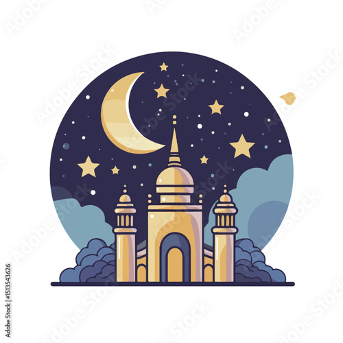 Eid Mubarak Moon Symbol Isolated Vector Icon Illustration for Festive Celebrations