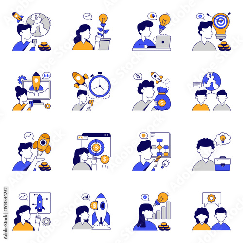 Set of Startup Flat Icons