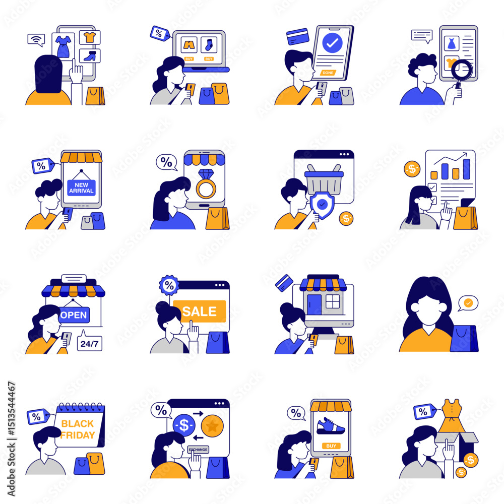 Fototapeta premium Set of Ecommerce Flat Icons