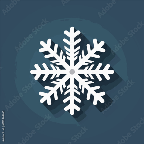 Detailed Flat Design Single Snowflake Vector Icon for Winter Themed Design Projects