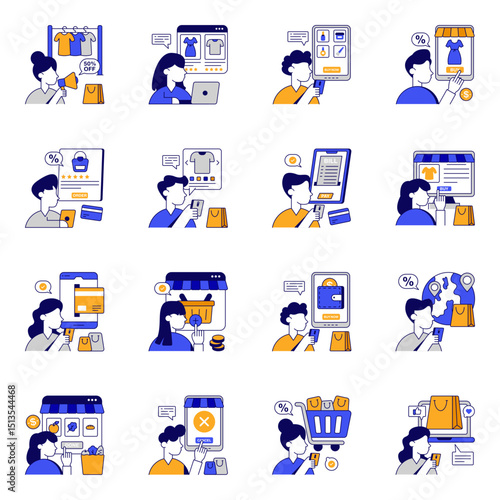 Set of Shopping and Buy Flat Icons