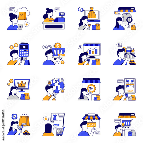 Set of Shopping and Sale Flat Icons