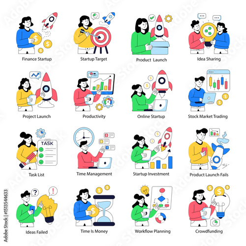 Set of Startup Flat Illustrations