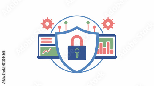 Data Secured A protective shield ensuring financial information remains safe and accessible within