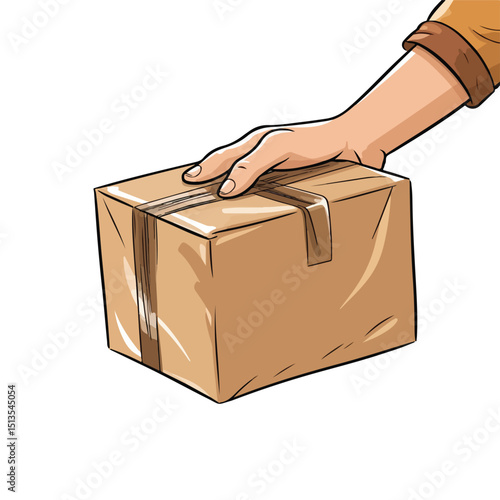 Professional Hand Lifting Carton Box for Postal Service Packing Vector