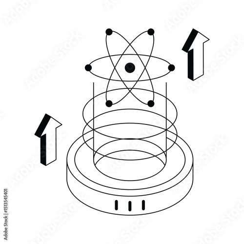 A premium isometric icon representing quantum computing tech