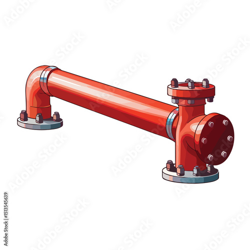 Professional Isolated Gas Pipe Design Vector Illustration for Engineering Projects