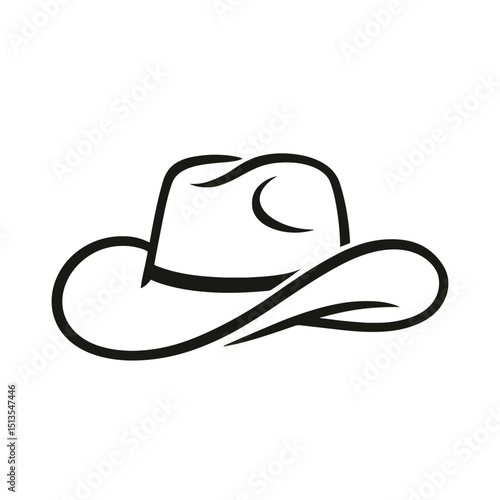 Cowboy Hat Vector – Western Rodeo Icon in Bold Black Line Art

