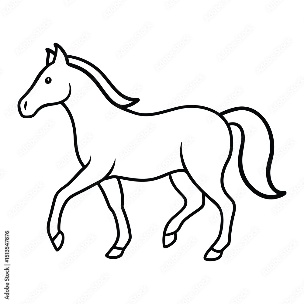 Line art of pony trotting. Line art of pony trotting.