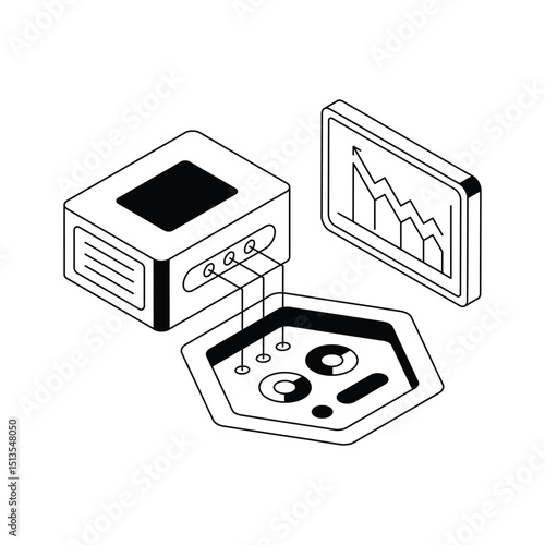 A well designed isometric icon of data statistics overview