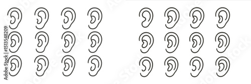 Collection of ear illustrations showcasing various designs and styles for artistic reference and inspiration