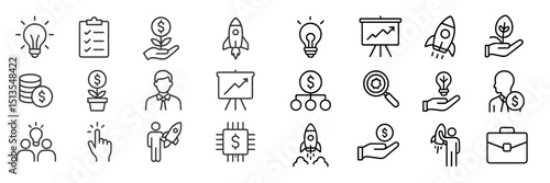 Growth and innovation icons representing entrepreneurship, business strategy, and development in a modern design