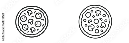 Two different types of pizza are displayed on a white background, showcasing their distinct toppings and styles