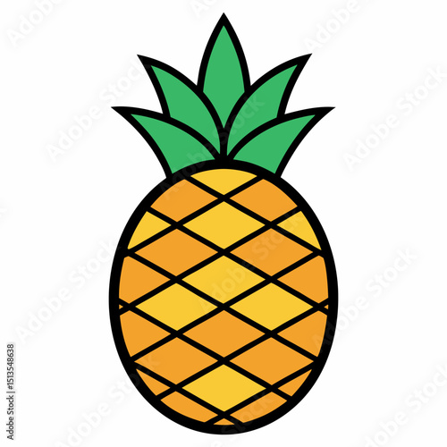 Pineapple illustration graphic design element isolated on white background