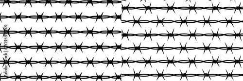 Black and white barbed wire pattern mimicking flag design in a repeating layout