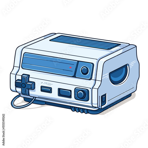 Vintage Video Game Console with Blue Lines Stock Vector for Design Projects