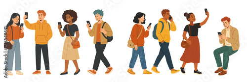 Young people using smartphones in a casual urban setting during daytime