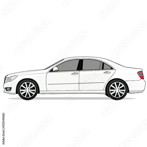 Modern Sedan Car Vehicle Vector Illustration in White Background for Graphic Design Projects