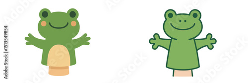 Bright green frog puppets engaging children in a playful activity during a sunny afternoon at a local park