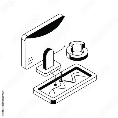 Visually appealing isometric icon for online statistics monitoring