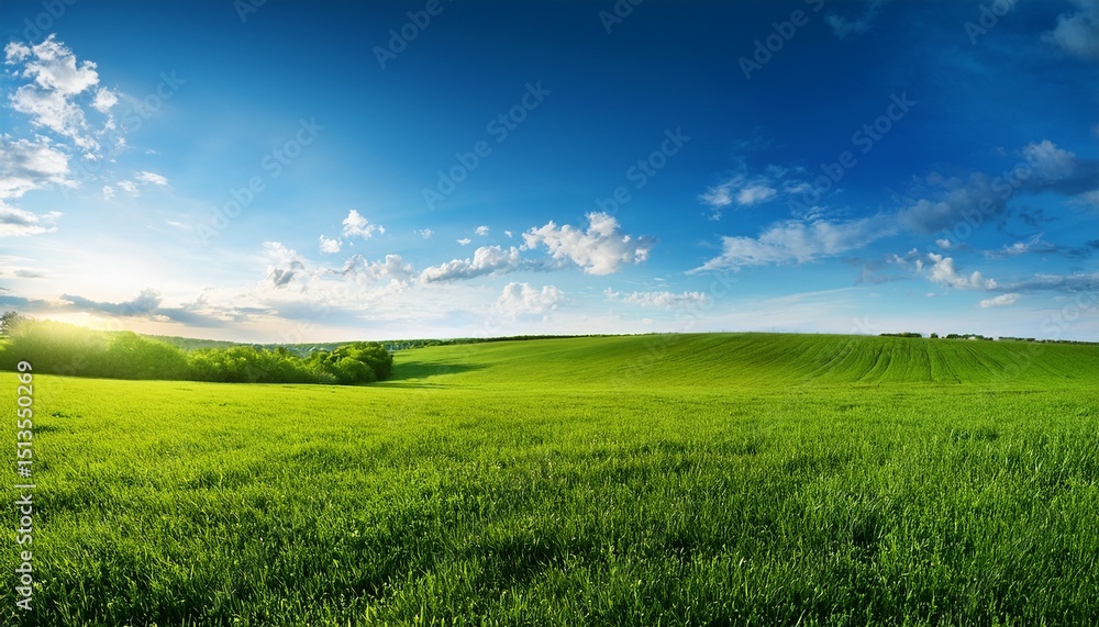 Obraz premium green meadow blue sky