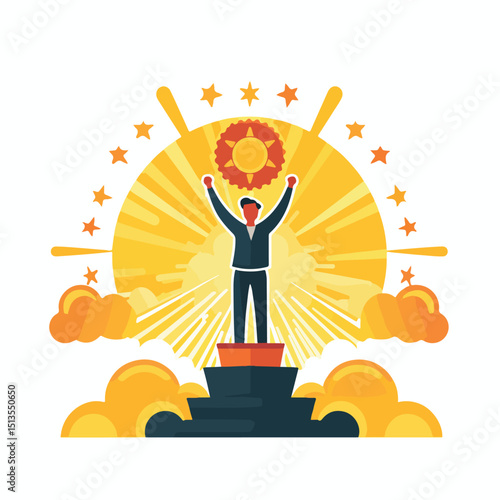 Professional Success and Winner Icon Flat Illustration Vector Design for Projects