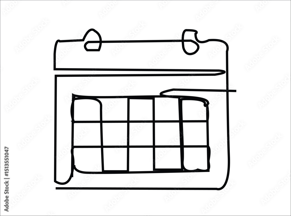 Tear-off calendar sheet with continuous line art. Time planner in outline style. Vector illustration with one editable line drawing Tear-off calendar sheet with continuous line art. Time planner in outline style. Vector illustration with one editable line drawing