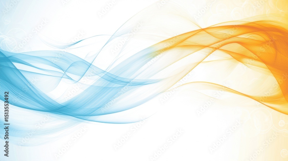 Obraz premium Light Blue and Yellow Fluid Waves Abstract Design