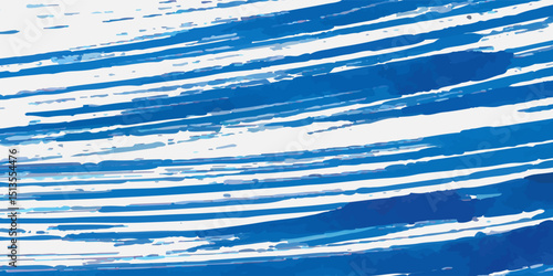 Grainy blue bold brush stroke with spray texture. Hand drawn distress damaged edge vintage template, banner. Grainy bold brush strokes texture with small dots. Retro vector background for posters.