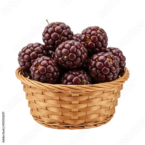 Wallpaper Mural Woven basket filled with a pile of sweet, juicy, fresh, and vibrant dark red raspberry fruits Torontodigital.ca