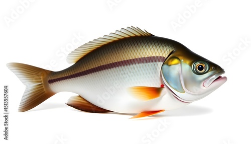 Golden Fish: A vivid image of a golden fish captured with meticulous detail. This aquatic marvel showcases intricate scales and a captivating design. AI-generated image