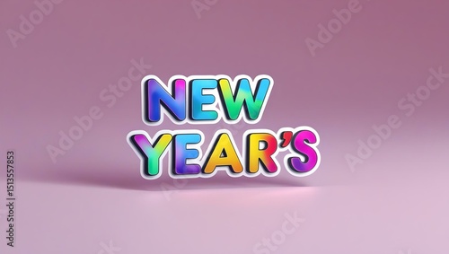 New Year's 3D Text: A vibrant 3D rendering of 