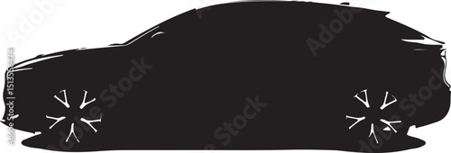 Black Silhouette of Modern SUV Car Side View