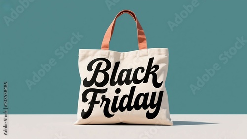 Black Friday shopping bag: A stylish shopper's essential, the canvas tote bag proclaims 'Black Friday,' signaling the start of the ultimate shopping spree. AI-generated image
