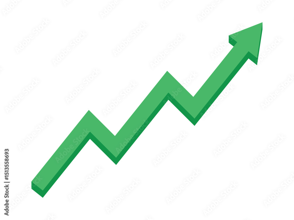Green arrow graph going up consistently represents trading profit business growth, economic boom, and financial surplus. Simple vector illustration symbol design. Green arrow graph going up consistently represents trading profit business growth, economic boom, and financial surplus. Simple vector illustration symbol design.